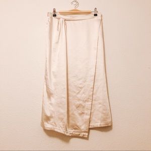 Gorgeous Cream Satin Faux Wrap Skirt